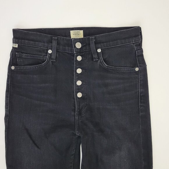 COH Olivia High Rise Exposed Button Slim Ankle Jean in Licorice Black - Picture 2 of 13